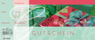 Gutschein BonBlock - Päckchen Rot/Grün
