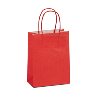 Twisted draag tas • Luxe • Medium • Bodem van karton • 18 x 24 x 7 cm • Rood