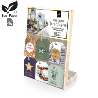 Steigerhouten 6-haaks display - ECO Natural Christmas - label enkel