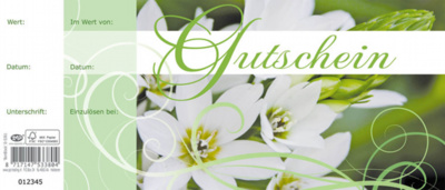 Gutschein BonBlock - Weisse Rosen mit grün