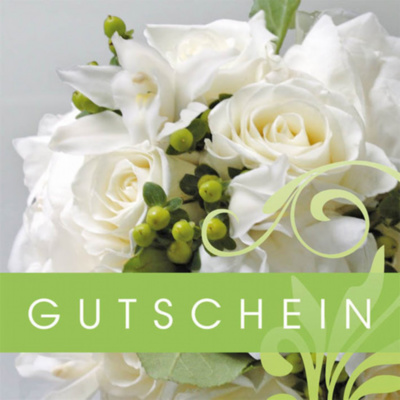 Gutschein Merci - Weisse Rosen mit grün