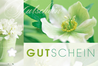 Gutschein Fleur Plus - weiss / grün mit Blume