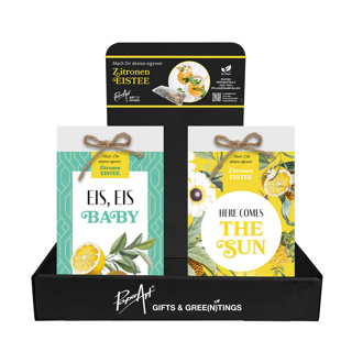 Displaybox Karton - Mach Dir deinen eigenen Zitronen Eistee - Geschenkbeutel