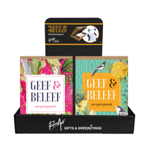 Displaybox karton - Geef & Beleef een goed gesprek - Kraft Geschenkdoosje
