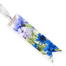 Condoleance ribbon - Blanco - Blue purple flowers